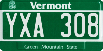 VT license plate YXA308