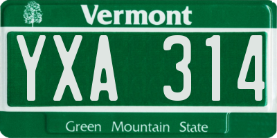 VT license plate YXA314