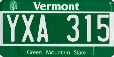 VT license plate YXA315