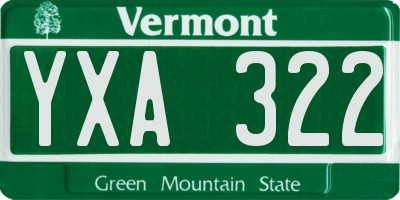 VT license plate YXA322