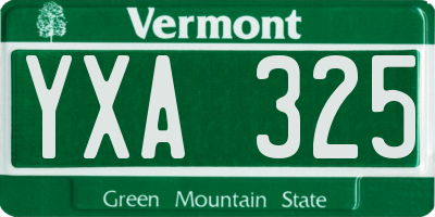 VT license plate YXA325