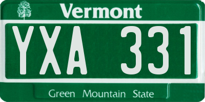 VT license plate YXA331