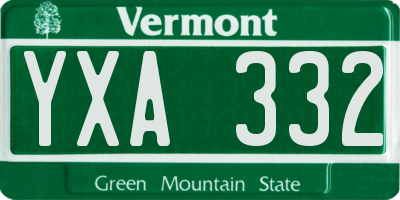 VT license plate YXA332