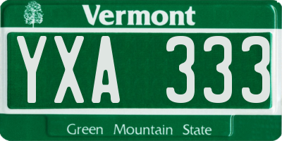 VT license plate YXA333