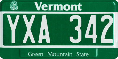 VT license plate YXA342