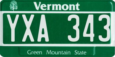 VT license plate YXA343