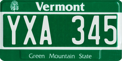 VT license plate YXA345