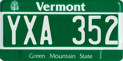 VT license plate YXA352