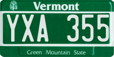 VT license plate YXA355