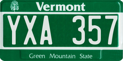 VT license plate YXA357
