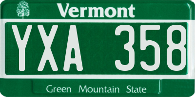 VT license plate YXA358