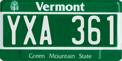 VT license plate YXA361