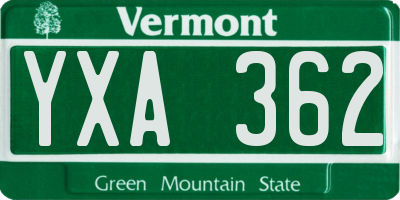 VT license plate YXA362