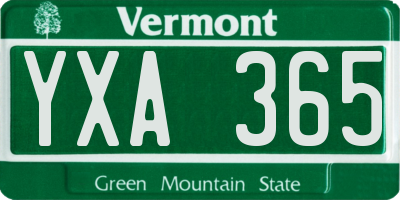 VT license plate YXA365