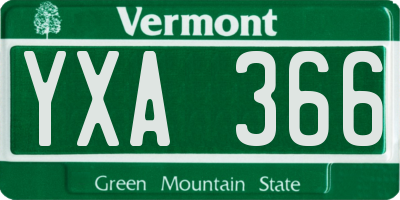 VT license plate YXA366