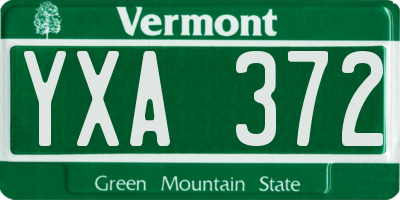 VT license plate YXA372