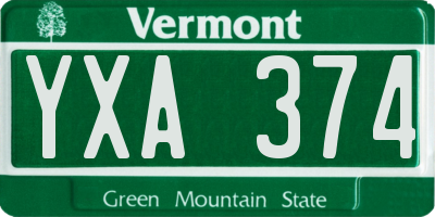 VT license plate YXA374