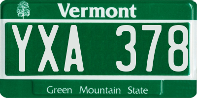 VT license plate YXA378