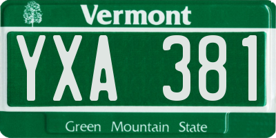 VT license plate YXA381
