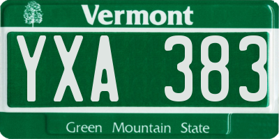 VT license plate YXA383
