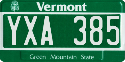 VT license plate YXA385