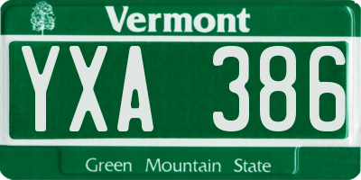 VT license plate YXA386