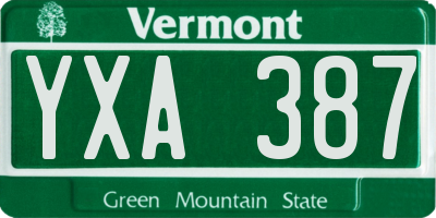 VT license plate YXA387