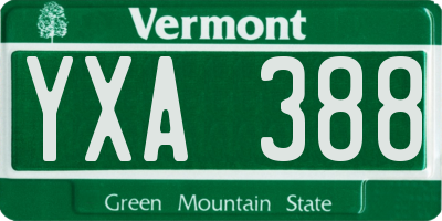 VT license plate YXA388
