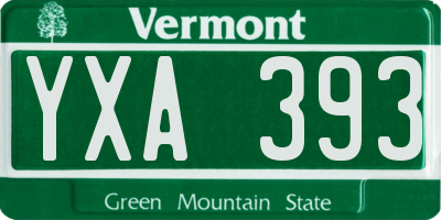 VT license plate YXA393