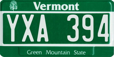 VT license plate YXA394