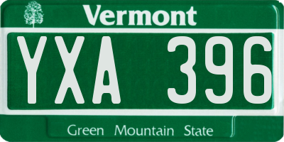 VT license plate YXA396