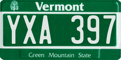 VT license plate YXA397