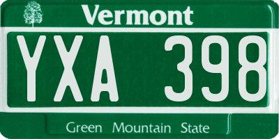 VT license plate YXA398