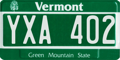 VT license plate YXA402