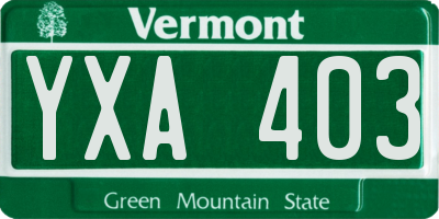 VT license plate YXA403