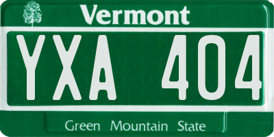 VT license plate YXA404