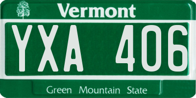 VT license plate YXA406