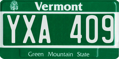 VT license plate YXA409