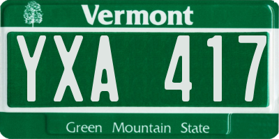 VT license plate YXA417