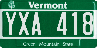 VT license plate YXA418