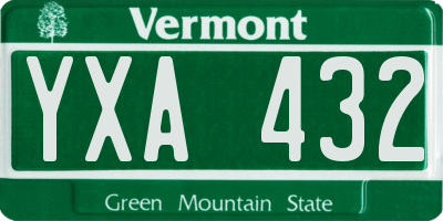 VT license plate YXA432