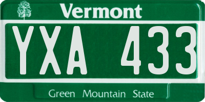 VT license plate YXA433