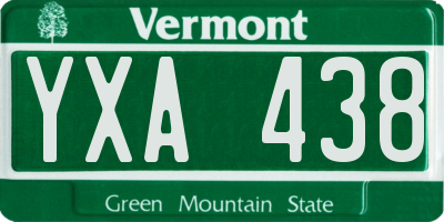 VT license plate YXA438