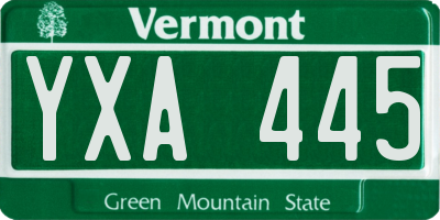 VT license plate YXA445