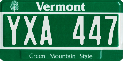 VT license plate YXA447