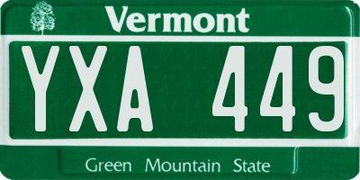 VT license plate YXA449