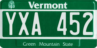 VT license plate YXA452