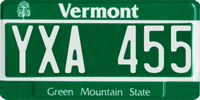 VT license plate YXA455