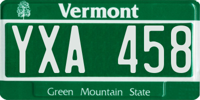 VT license plate YXA458