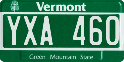 VT license plate YXA460